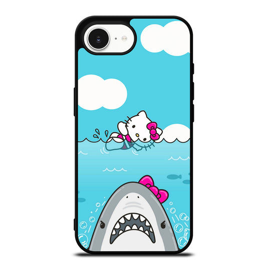 Hello Kitty Jaws iPhone 16e case black TPU silicone rubber protective cover by Casedear