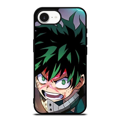 Izuku Midoriya Face iPhone 16e case black TPU silicone rubber protective cover by Casedear