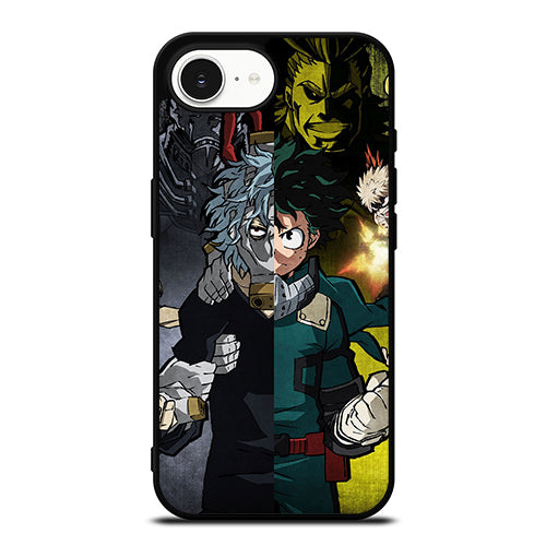 Izuku Midoriya My Hero Academia Face Off iPhone 16e case black TPU silicone rubber protective cover by Casedear
