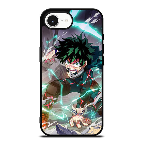 Izuku Midoriya in My Hero Academia iPhone 16e case black TPU silicone rubber protective cover by Casedear