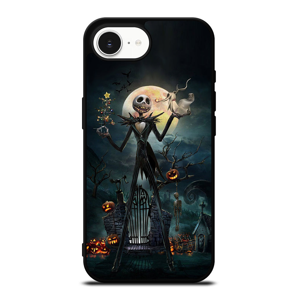 Jack Skellington iPhone 16e case black TPU silicone rubber protective cover by Casedear
