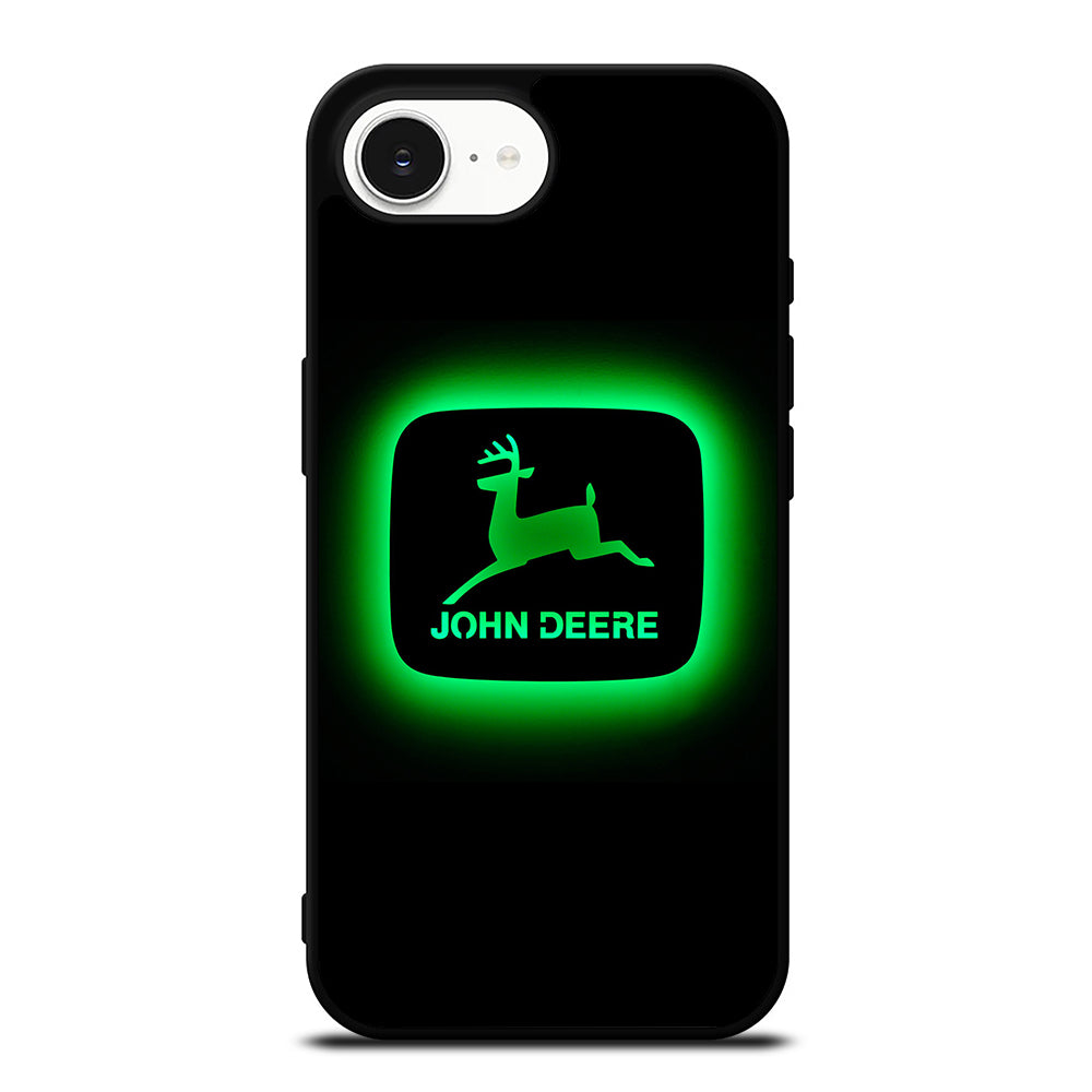 John Deere Green Light Illusion iPhone 16e case black TPU silicone rubber protective cover by Casedear