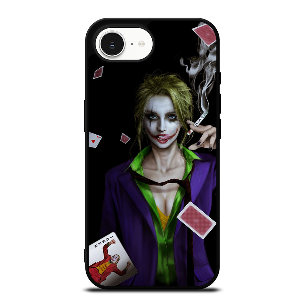 Joker Girl Smoking iPhone 16e case black TPU silicone rubber protective cover by Casedear