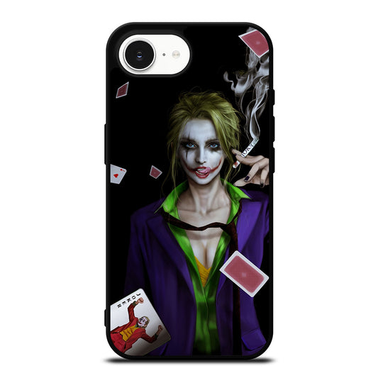 Joker Girl Smoking iPhone 16e case black TPU silicone rubber protective cover by Casedear