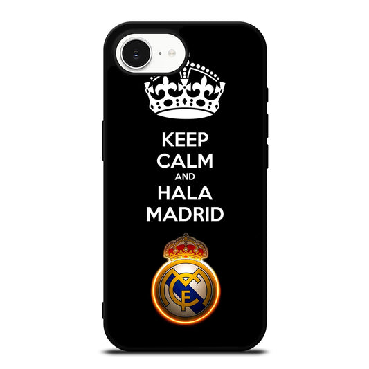 KEEP CALM AND HALA MADRID iPhone 16e case black TPU silicone rubber protective cover by Casedear