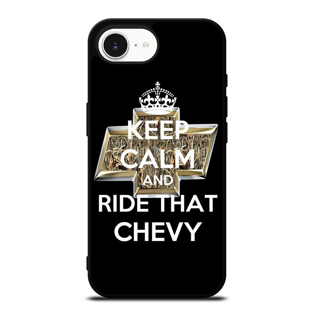 KEEP CALM AND RIDE THAT CHEVY iPhone 16e case black TPU silicone rubber protective cover by Casedear