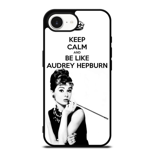 KEEP CALM AUDREY HEPBURN iPhone 16e case black TPU silicone rubber protective cover by Casedear