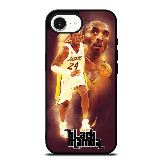 KOBE BRYANT BLACK MAMBA iPhone 16e case black TPU silicone rubber protective cover by Casedear