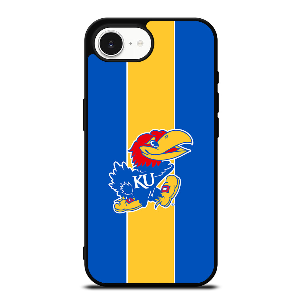 Kansas Jayhawks Logo iPhone 16e case black TPU silicone rubber protective cover by Casedear