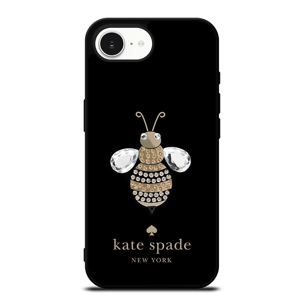 Kate Spade Bee Diamond Image iPhone 16e case black TPU silicone rubber protective cover by Casedear