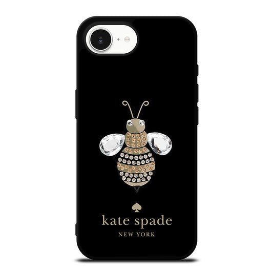Kate Spade Bee Diamond Image iPhone 16e case black TPU silicone rubber protective cover by Casedear