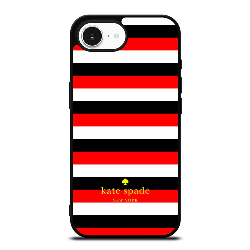 Kate Spade New York Pattern iPhone 16e case black TPU silicone rubber protective cover by Casedear