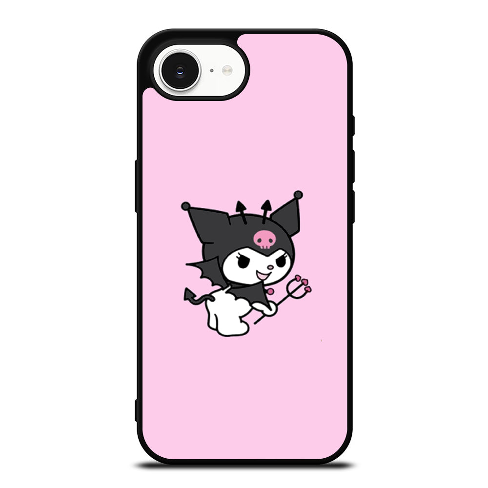 Kuromi iPhone 16e case black TPU silicone rubber protective cover by Casedear