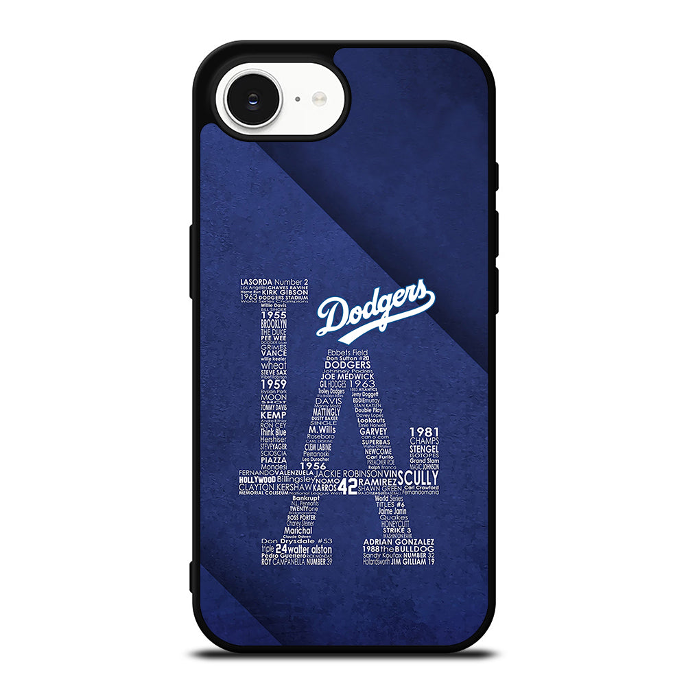 LA Dodgers Style iPhone 16e case black TPU silicone rubber protective cover by Casedear
