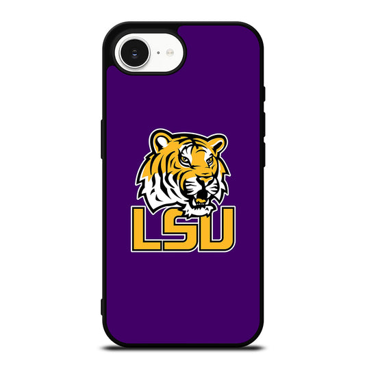 LSU Tigers Emblem iPhone 16e case black TPU silicone rubber protective cover by Casedear