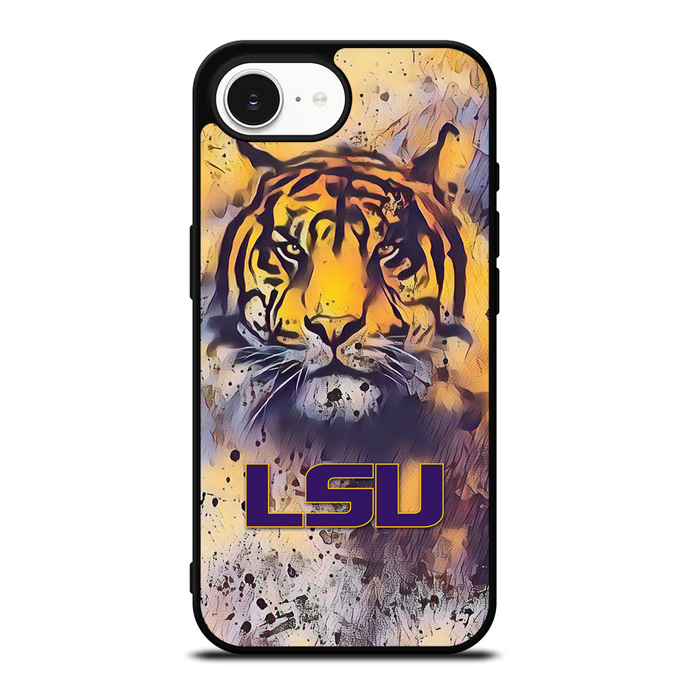 LSU Tigers Wallpaper iPhone 16e case black TPU silicone rubber protective cover by Casedear