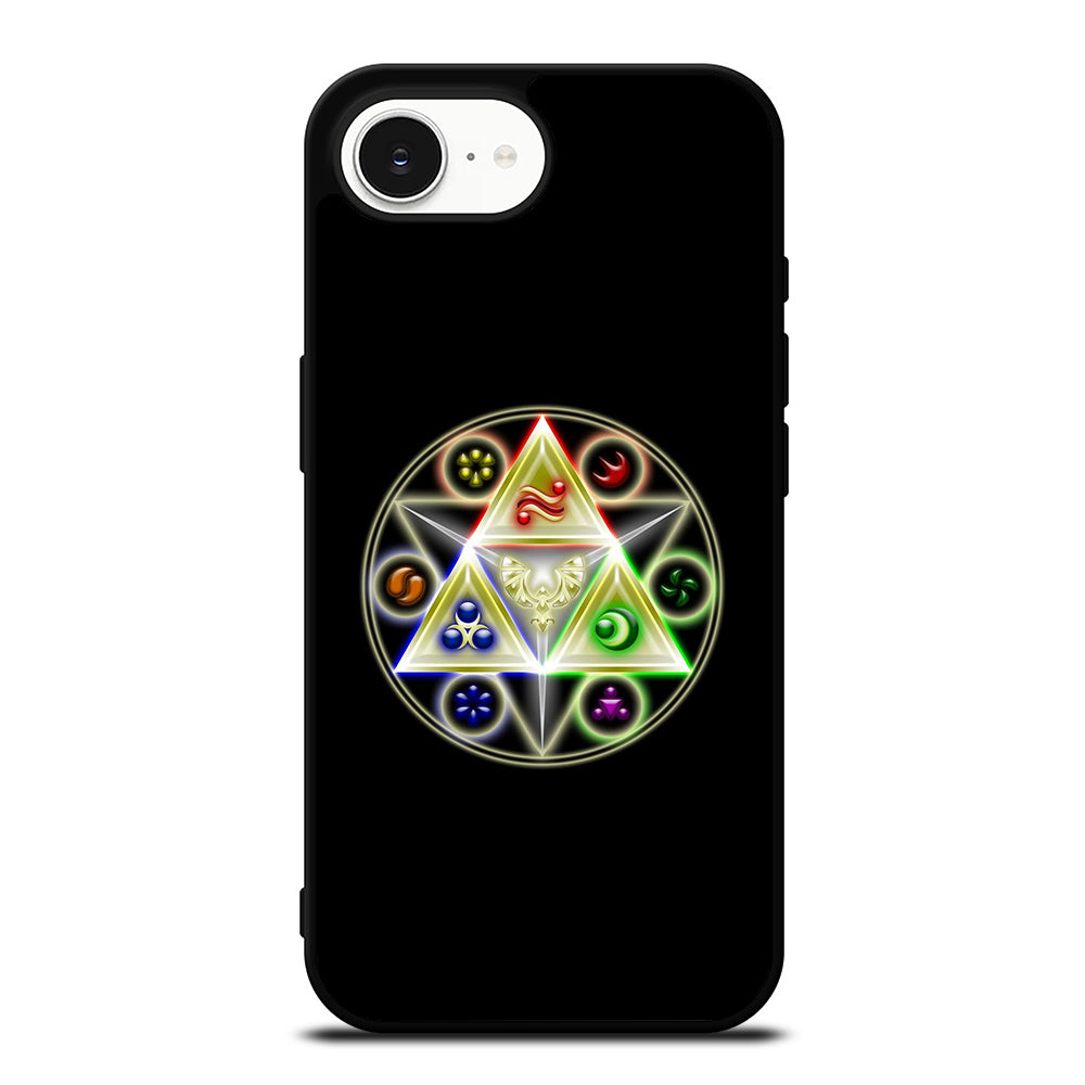 Legend Of Zelda Symbols Art iPhone 16e case black TPU silicone rubber protective cover by Casedear