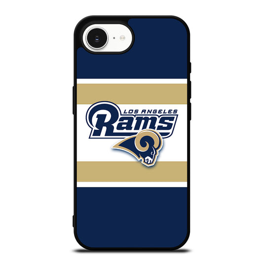Los Angeles Rams NFL Emblem iPhone 16e case black TPU silicone rubber protective cover by Casedear