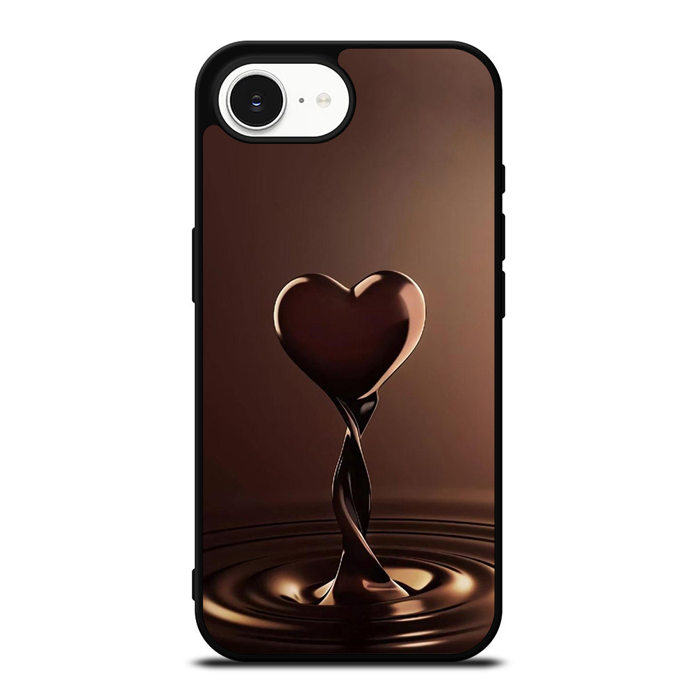 Lovely Chocolate Image iPhone 16e case black TPU silicone rubber protective cover by Casedear