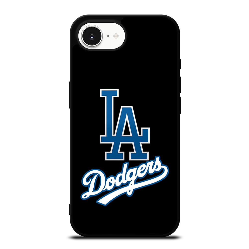 Luxury LA Dodgers Logo iPhone 16e case black TPU silicone rubber protective cover by Casedear