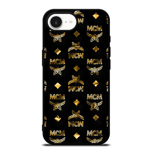 MCM Worldwide Logo iPhone 16e case black TPU silicone rubber protective cover by Casedear