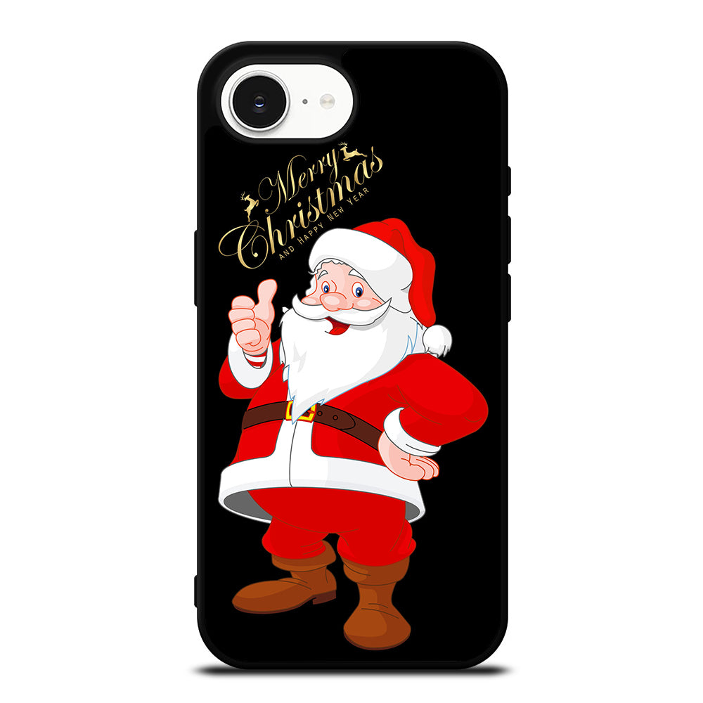 MERRY CHRISTMAS SANTA iPhone 16e case black TPU silicone rubber protective cover by Casedear