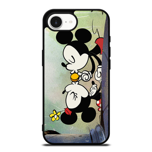 MICKEY MINNIE KISS iPhone 16e case black TPU silicone rubber protective cover by Casedear