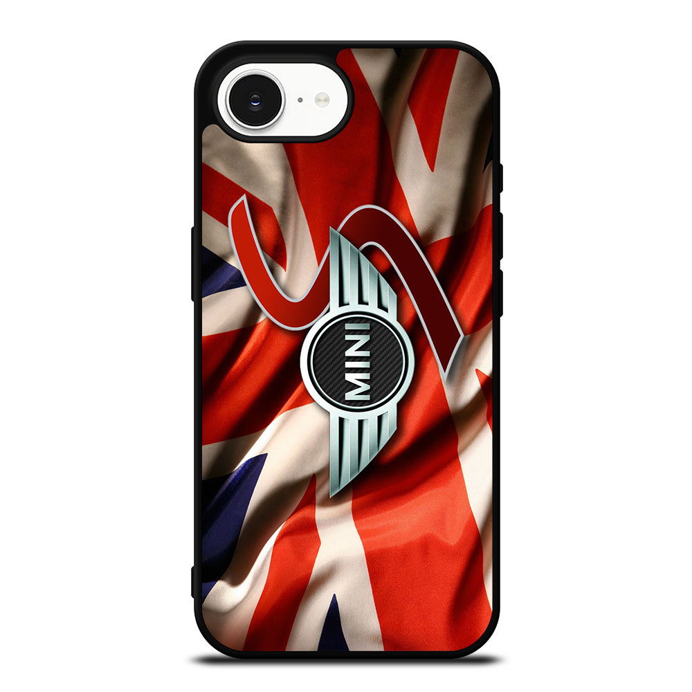 MINI COOPER LOGO FLAG iPhone 16e case black TPU silicone rubber protective cover by Casedear