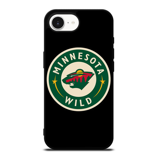MINNESOTA WILD EMBLEM iPhone 16e case black TPU silicone rubber protective cover by Casedear