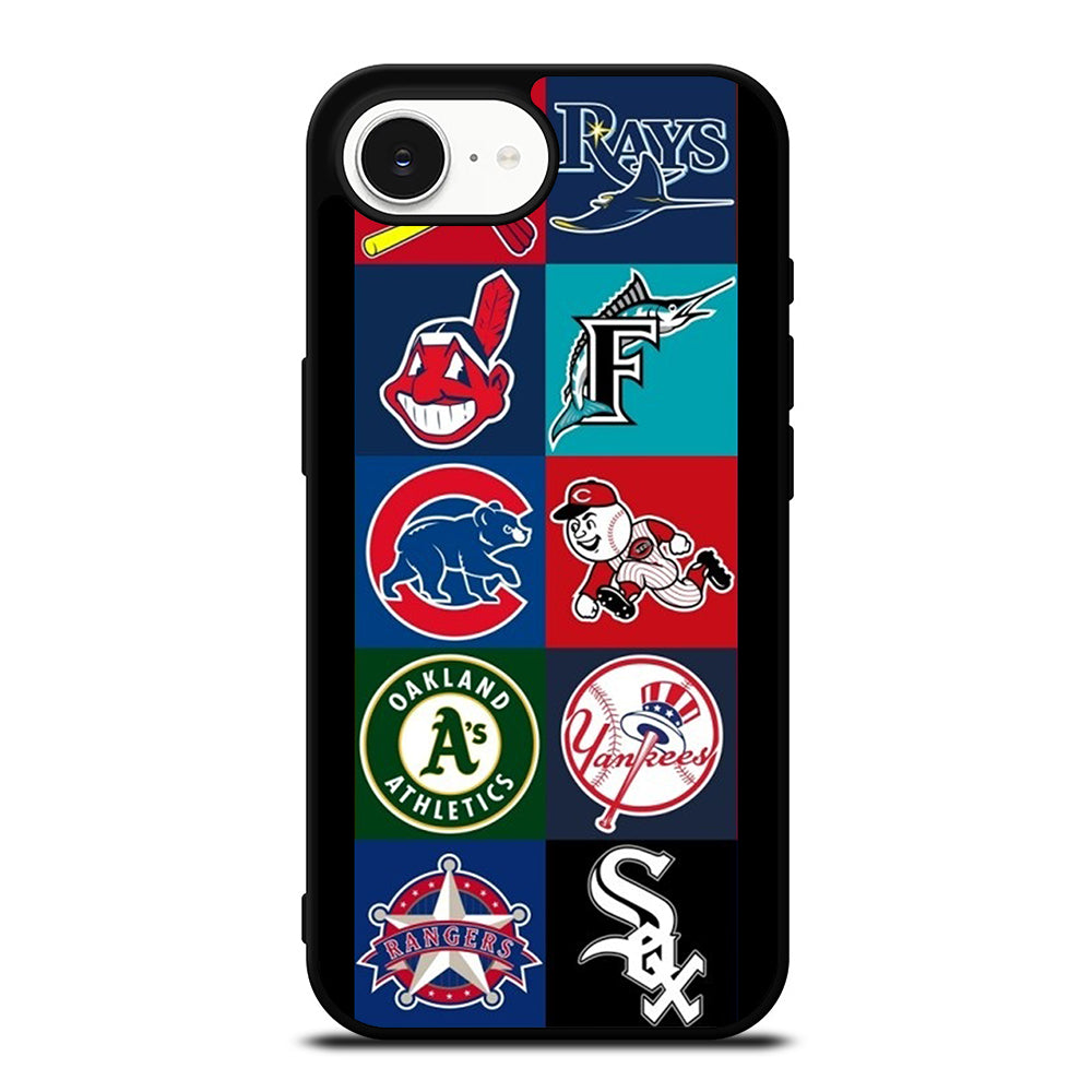 MLB Team Logo 2 iPhone 16e case black TPU silicone rubber protective cover by Casedear