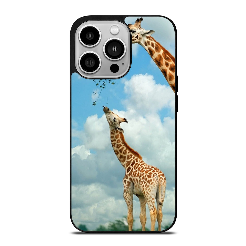 MOM AND BABY GIRAFFE EAT iPhone 14 Pro Case