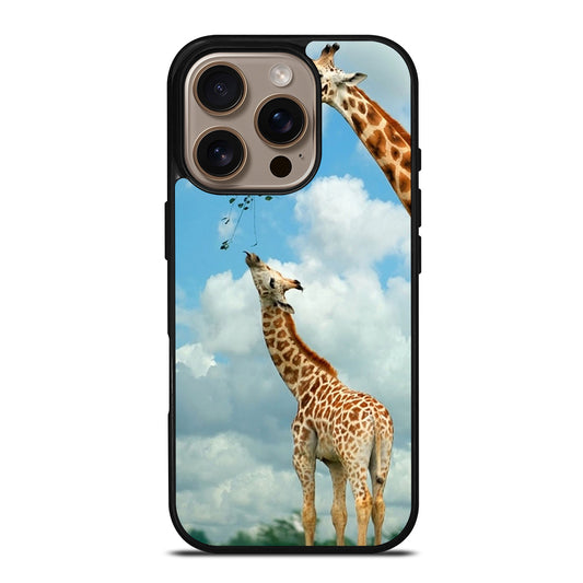 MOM AND BABY GIRAFFE EAT iPhone 16 Pro Case