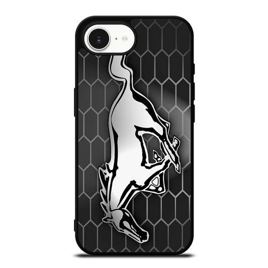 MUSTANG EMBLEM LANDSCAPE iPhone 16e case black TPU silicone rubber protective cover by Casedear