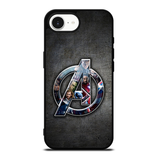 Marvel Avengers Icon Logo iPhone 16e case black TPU silicone rubber protective cover by Casedear