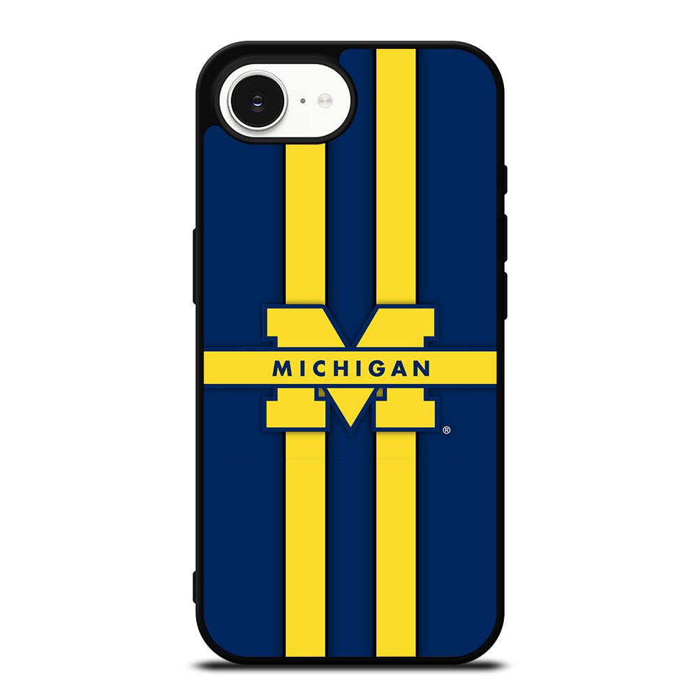 Michigan Wolverines Logo iPhone 16e case black TPU silicone rubber protective cover by Casedear