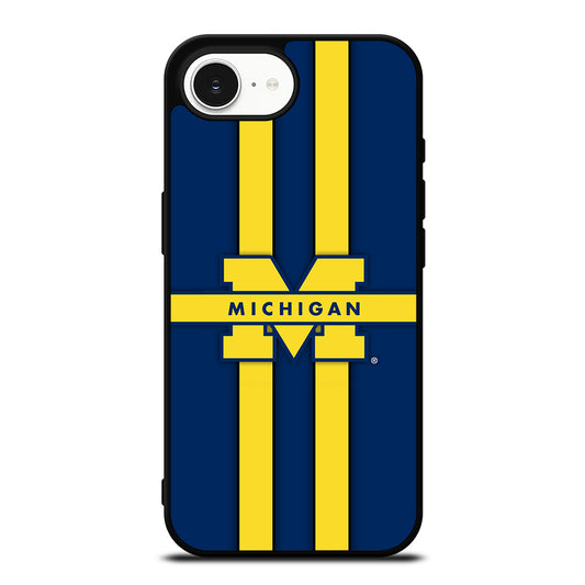 Michigan Wolverines Logo iPhone 16e case black TPU silicone rubber protective cover by Casedear