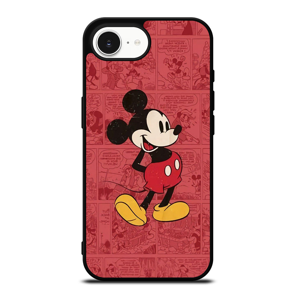 Mickey Cartoon iPhone 16e case black TPU silicone rubber protective cover by Casedear