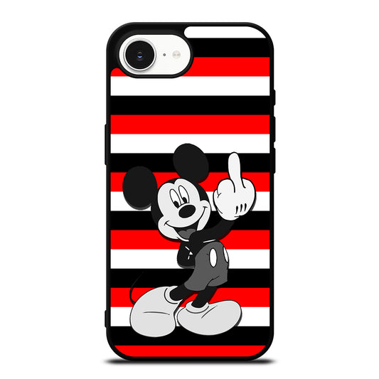 Mickey Mouse Middle Finger iPhone 16e case black TPU silicone rubber protective cover by Casedear