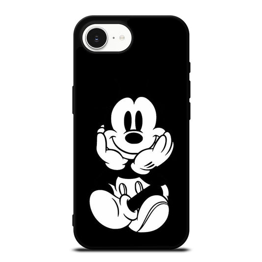 Mickey Retro iPhone 16e case black TPU silicone rubber protective cover by Casedear