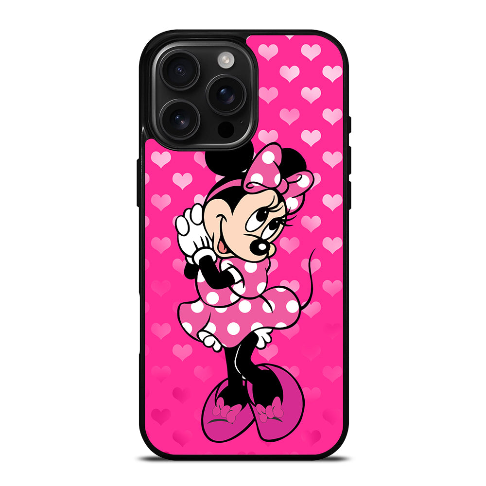 Minnie Mouse In Pink Heart iPhone 16 Pro Max Case