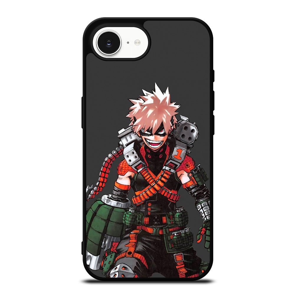 My Hero Academia Bakugou iPhone 16e case black TPU silicone rubber protective cover by Casedear