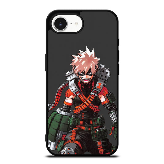 My Hero Academia Bakugou iPhone 16e case black TPU silicone rubber protective cover by Casedear