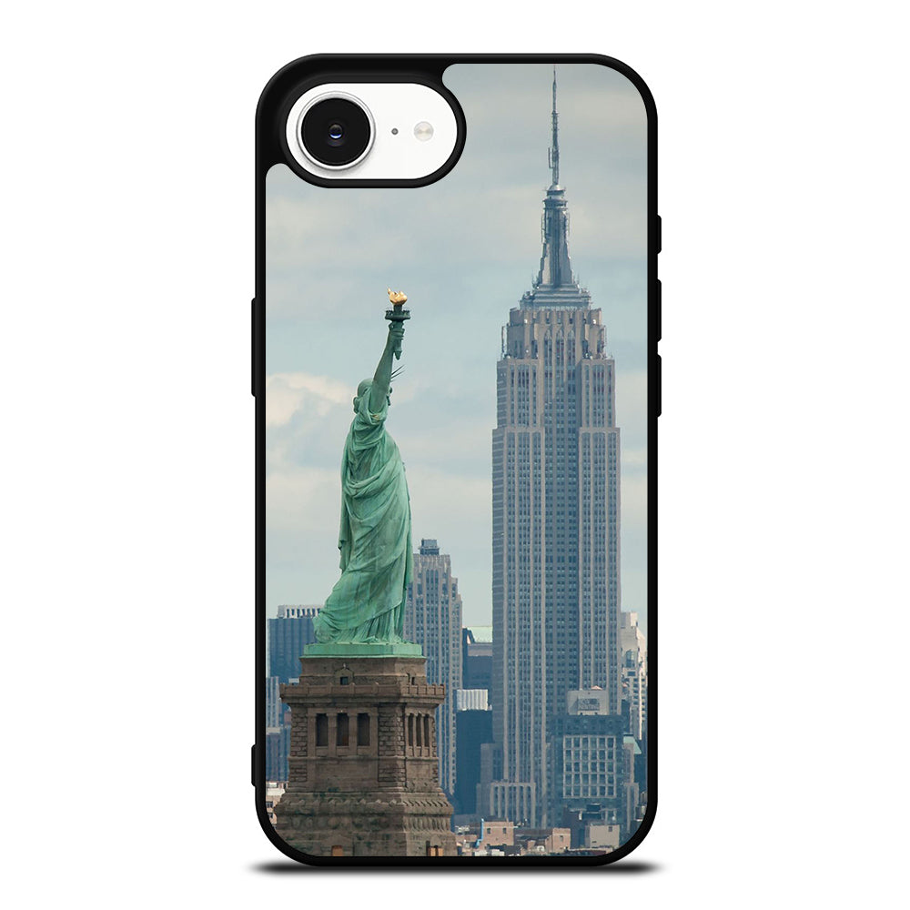 NEW YORK CITY SYMBOL iPhone 16e case black TPU silicone rubber protective cover by Casedear