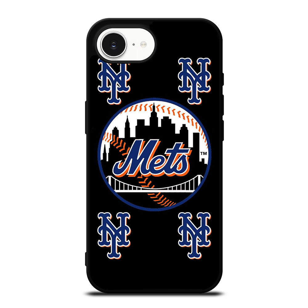 NEW YORK METS BATCH iPhone 16e case black TPU silicone rubber protective cover by Casedear
