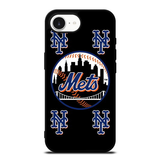 NEW YORK METS BATCH iPhone 16e case black TPU silicone rubber protective cover by Casedear