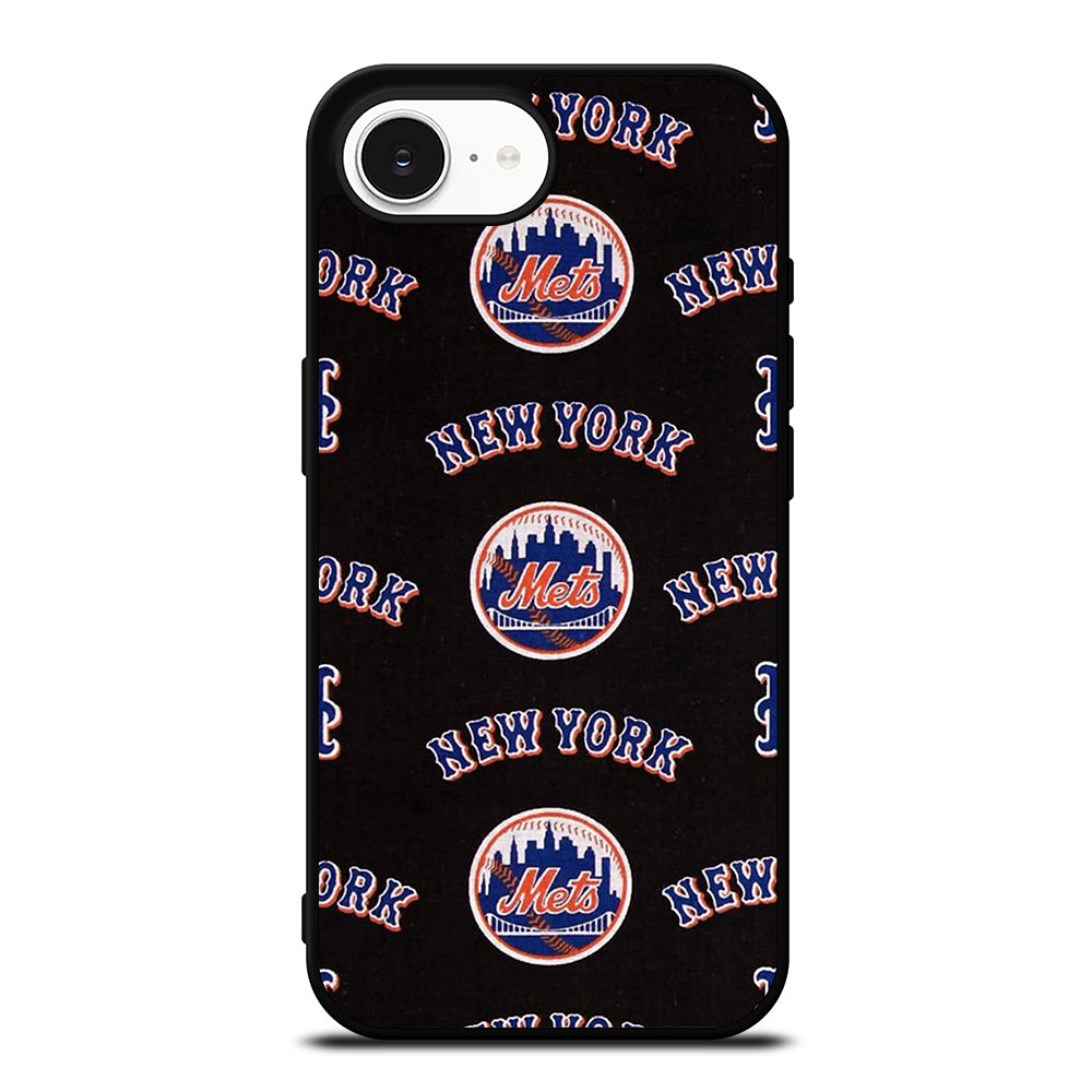 NEW YORK METS LOGO iPhone 16e case black TPU silicone rubber protective cover by Casedear