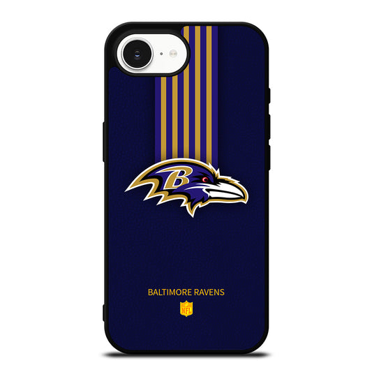 NFL Baltimore Ravens Logo iPhone 16e case black TPU silicone rubber protective cover by Casedear