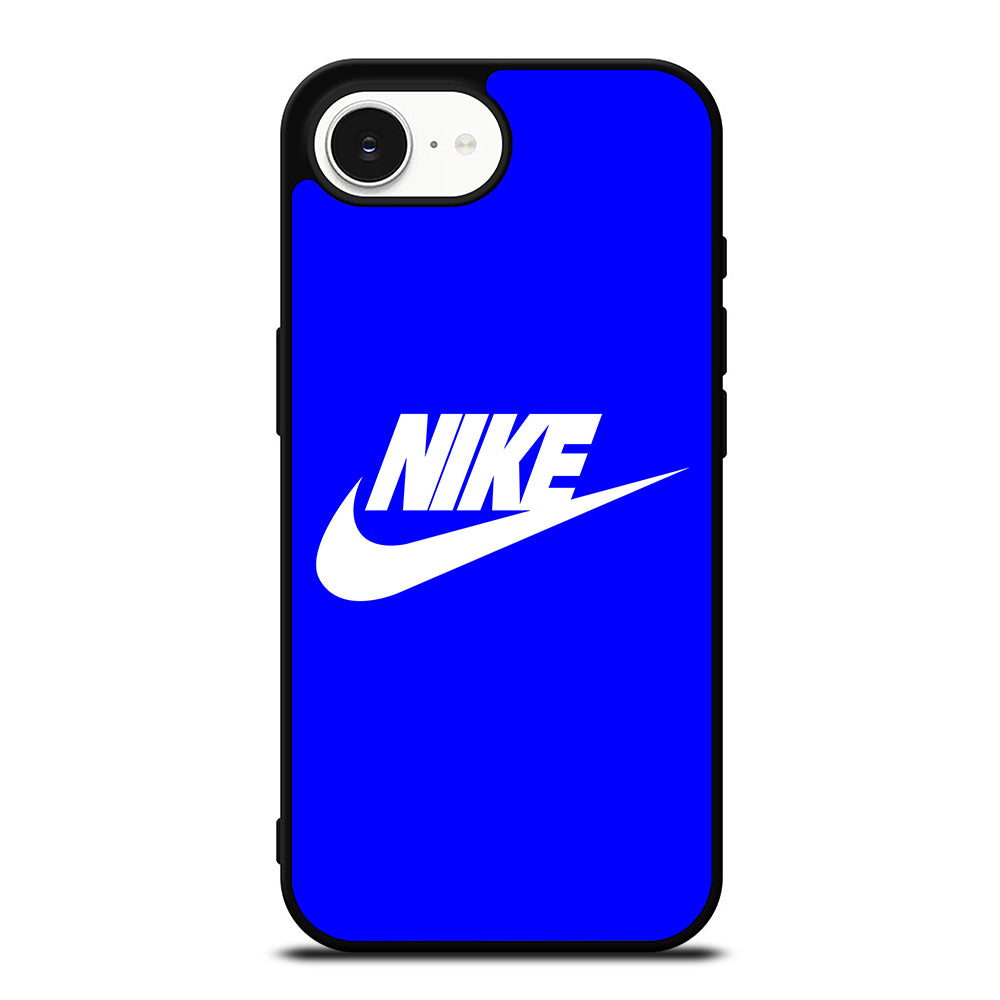 NIKE IN BLUE iPhone 16e case black TPU silicone rubber protective cover by Casedear