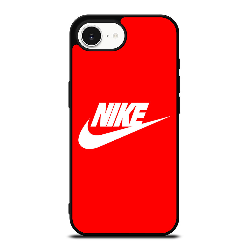 NIKE IN RED iPhone 16e case black TPU silicone rubber protective cover by Casedear