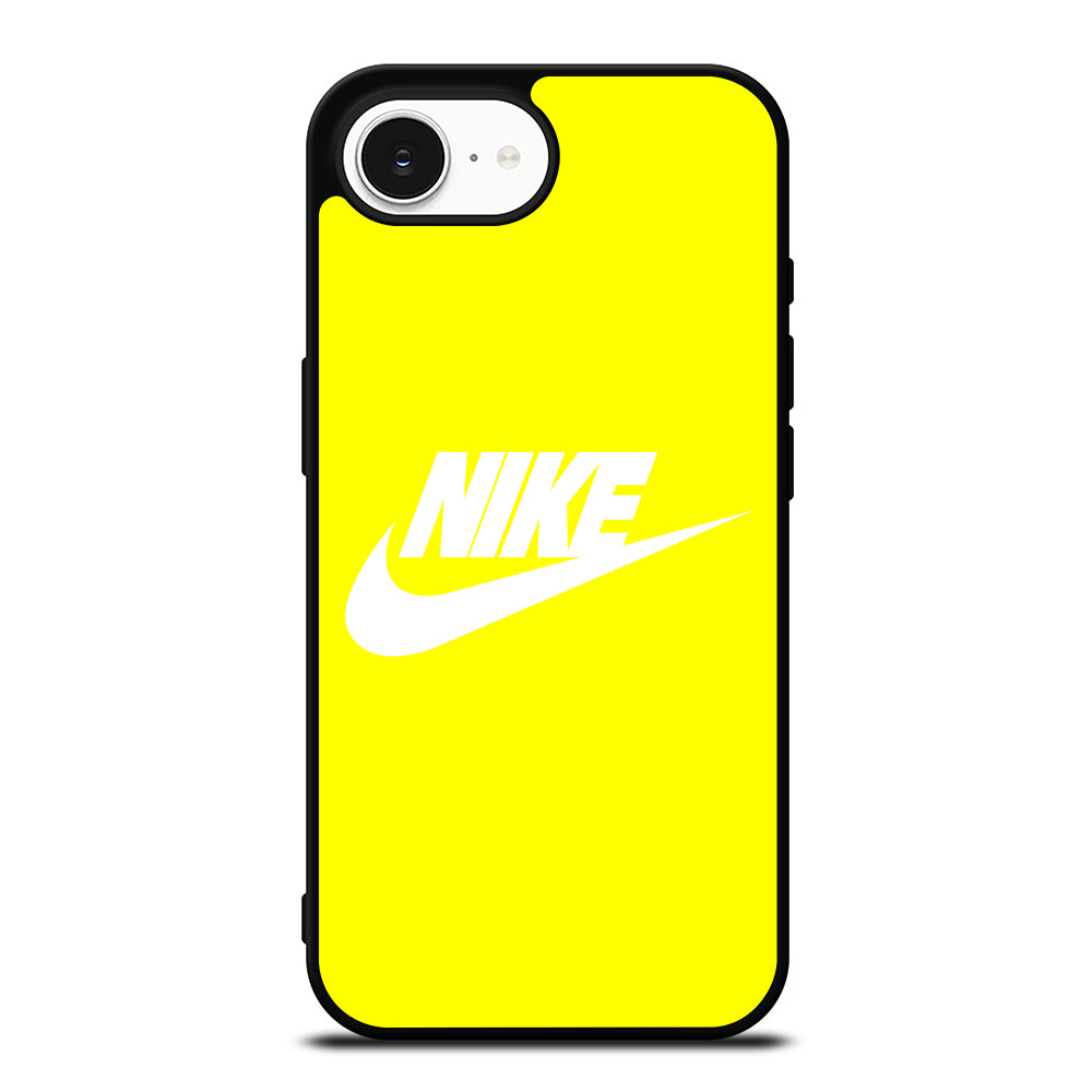 NIKE IN YELLOW iPhone 16e case black TPU silicone rubber protective cover by Casedear